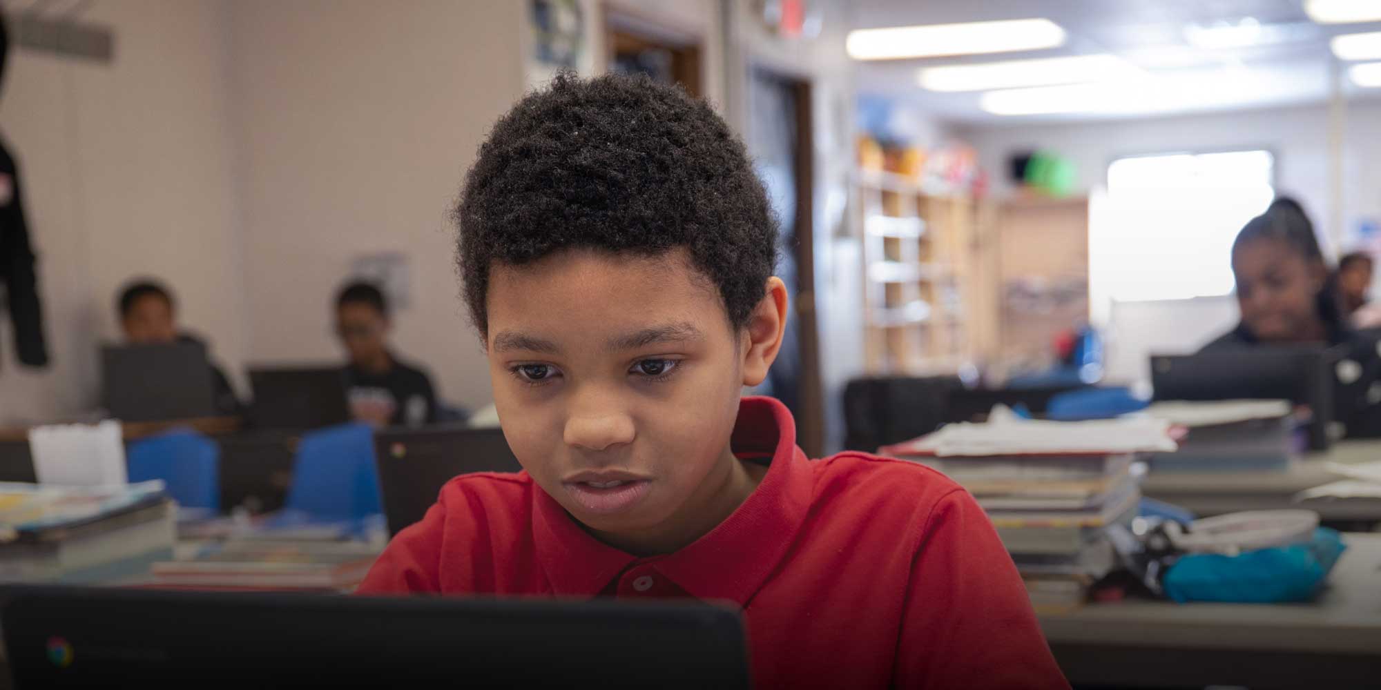 Student working on computer